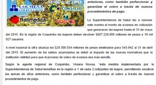 Isapres deben devolver más de $600 millones en excesos en región de Coquimbo