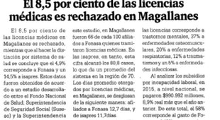 El 8,5 por ciento de las licencias médicas es rechazado en Magallanes